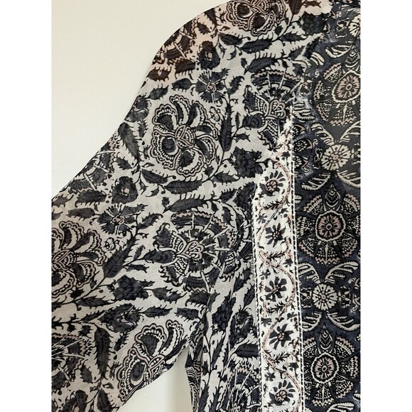 Joie 100% Silk Tunic Shift Dress, 3/4 Sleeve Tapestry Floral Pattern‎ Size XS - Picture 9 of 11